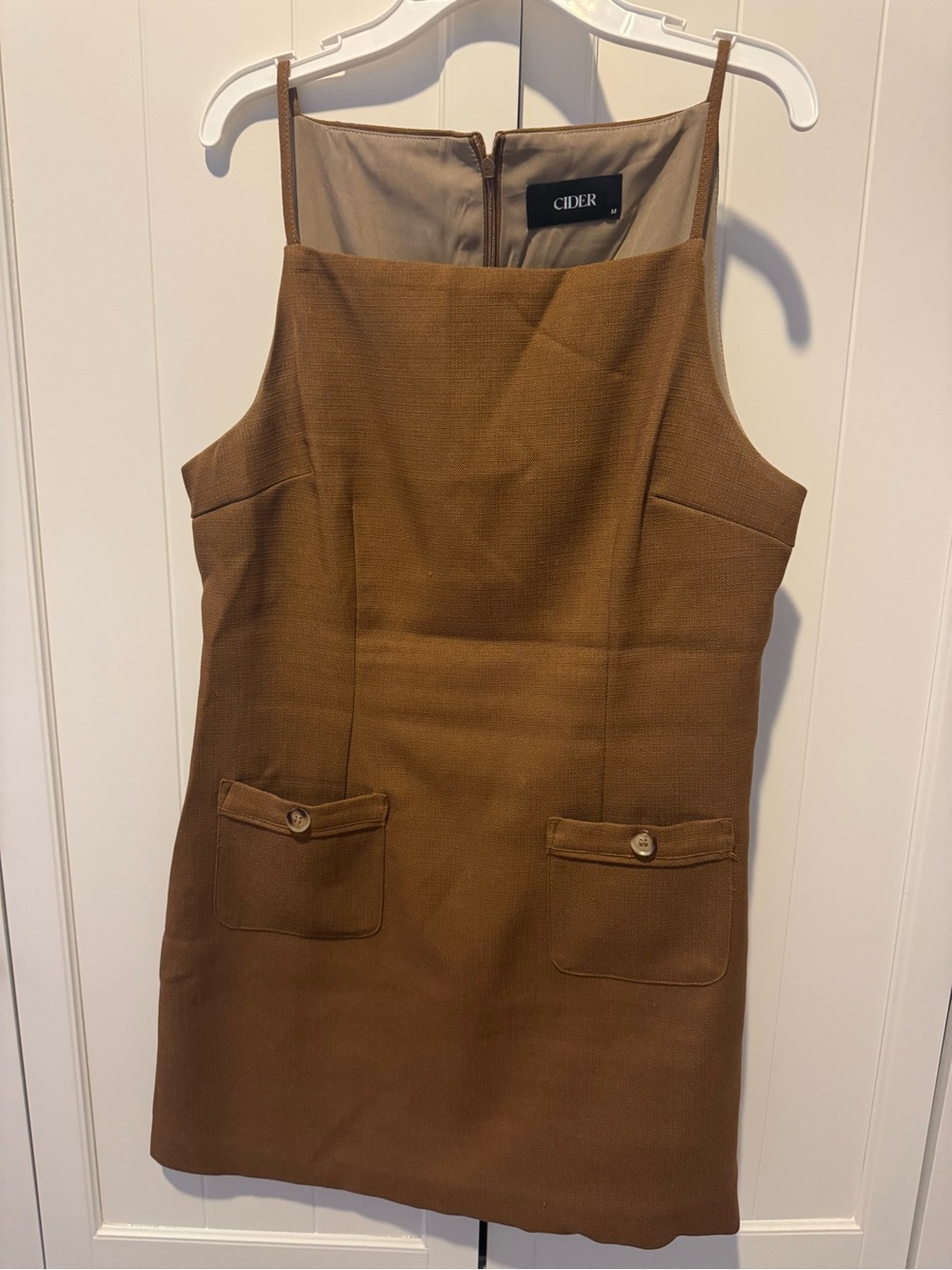 Cider Tan-Brown Square Neck Mini Dress